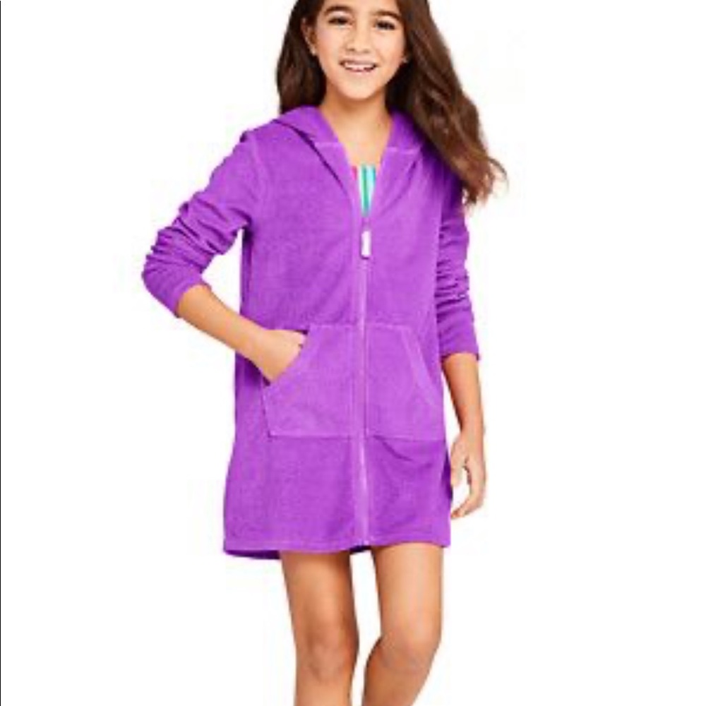 Bathing suit coverup terry purple girls size 14